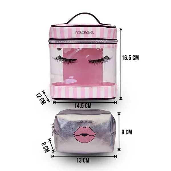 Lips & Lashes Pouch & Vanity (Set Of Two) - White + Blush Pink - Image 7